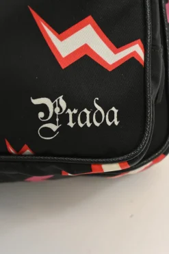 x Frankenstein black and pink re-nylon thunder novelty print belt bag