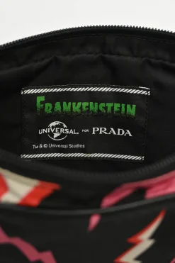 x Frankenstein black and pink re-nylon thunder novelty print belt bag
