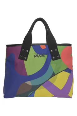 x Kaws Multi-coloured abstract print nylon canvas shopper tote