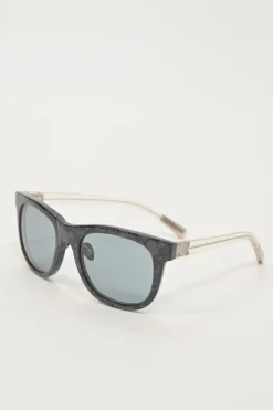 x Kris Van Assche Black marbled acetate and tinted polycarbonate wayfarer sunglasses