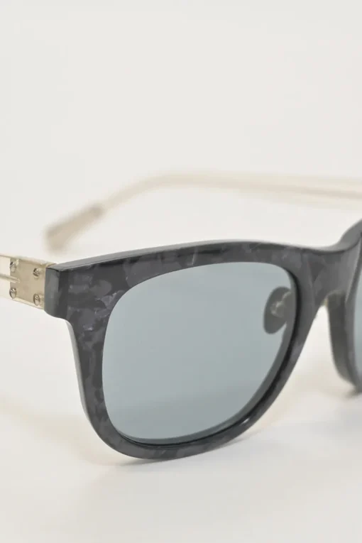 x Kris Van Assche Black marbled acetate and tinted polycarbonate wayfarer sunglasses