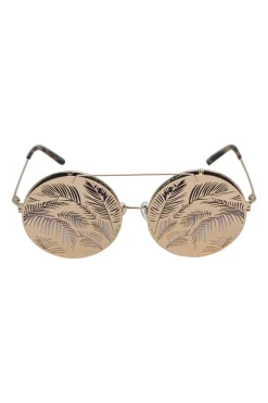x Matthew Williamson gold and black gradient metal and polycarbonate flip-up round sunglasses