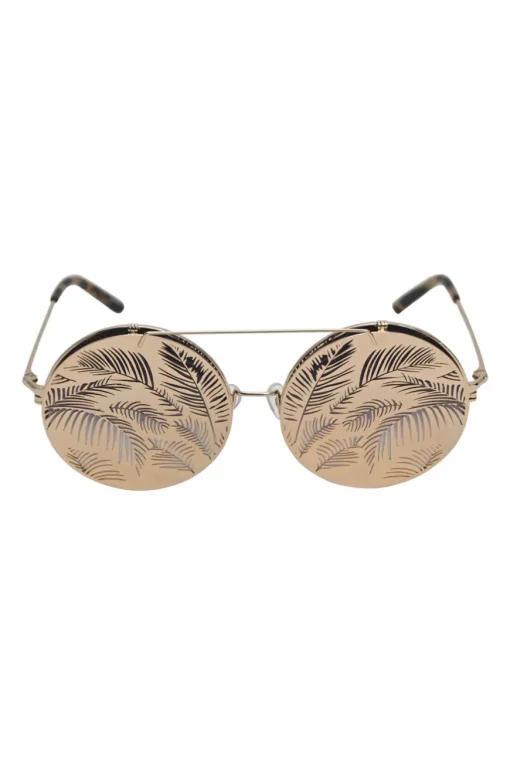 x Matthew Williamson gold and black gradient metal and polycarbonate flip-up round sunglasses