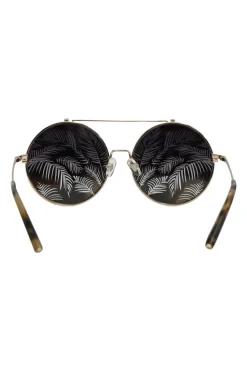 x Matthew Williamson gold and black gradient metal and polycarbonate flip-up round sunglasses