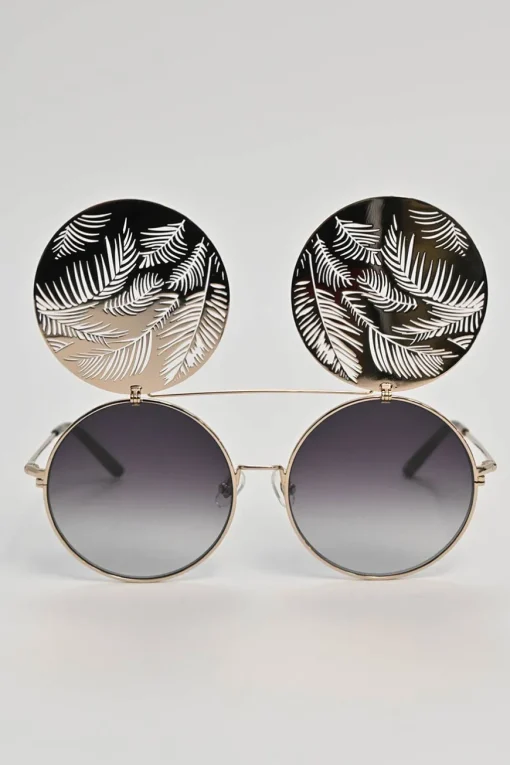 x Matthew Williamson gold and black gradient metal and polycarbonate flip-up round sunglasses
