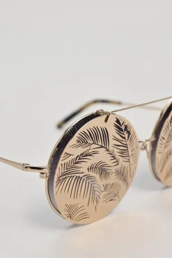 x Matthew Williamson gold and black gradient metal and polycarbonate flip-up round sunglasses