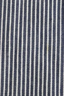 x Mr. Men Mr. Happy embroidered striped indigo cotton-blend denim button-front jumpsuit
