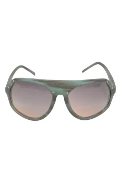 x Raf Simons green horn and tinted polycarbonate flat bridge aviator sunglasses