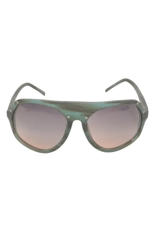 x Raf Simons green horn and tinted polycarbonate flat bridge aviator sunglasses