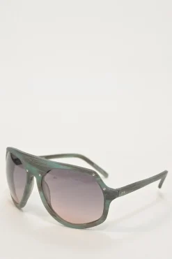 x Raf Simons green horn and tinted polycarbonate flat bridge aviator sunglasses