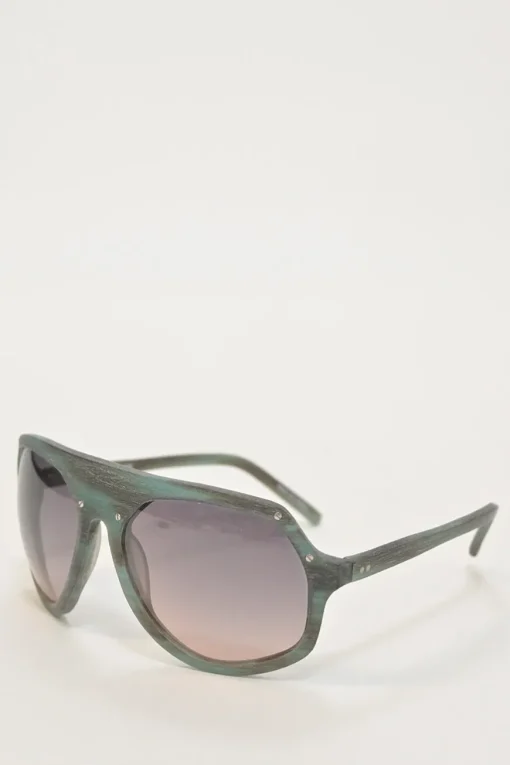 x Raf Simons green horn and tinted polycarbonate flat bridge aviator sunglasses