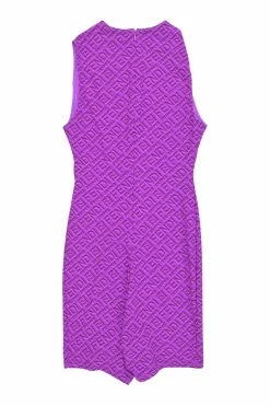 x SKIMS purple polyamide embossed print biking-style second-skin onesie
