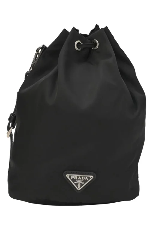 x Universal Studios black printed ripstop nylon and leather Tessuto stampata rose print bucket wristlet bag