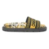 Yellow and black Dway Check'N'Dior canvas and leather anatomic slide sandals with tread soles