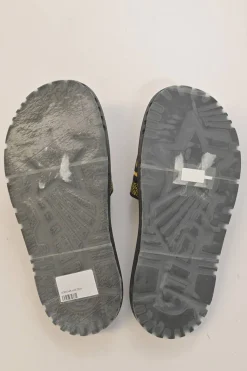 Yellow and black Dway Check'N'Dior canvas and leather anatomic slide sandals with tread soles