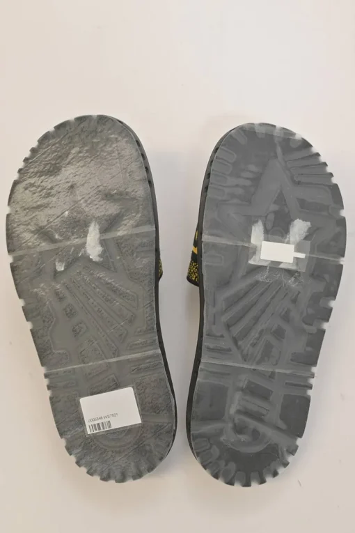 Yellow and black Dway Check'N'Dior canvas and leather anatomic slide sandals with tread soles