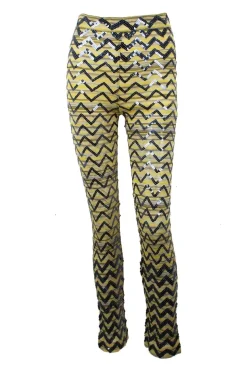 Yellow and blue knit sleeveless top and pant set