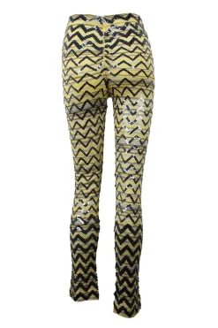 Yellow and blue knit sleeveless top and pant set