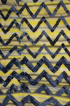 Yellow and blue knit sleeveless top and pant set