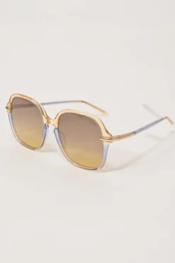 Yellow and blue tinted gradient acetate and polycarbonate oversized square sunglasses