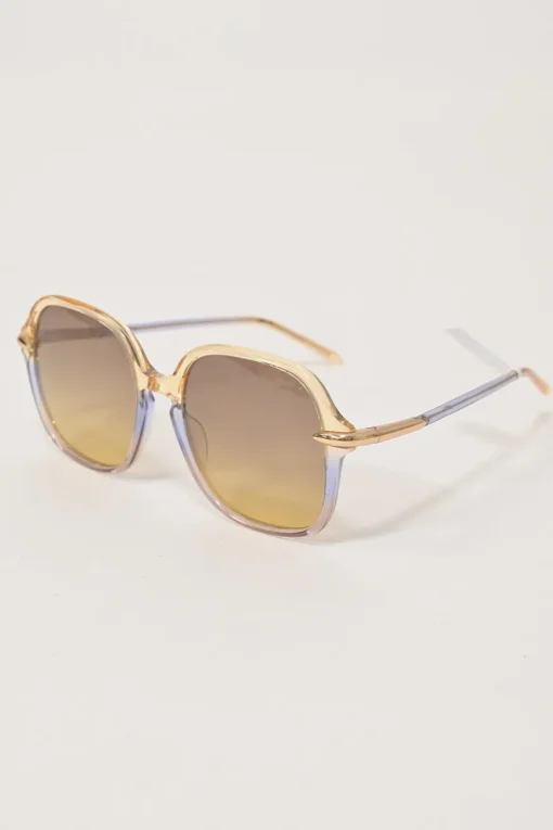 Yellow and blue tinted gradient acetate and polycarbonate oversized square sunglasses