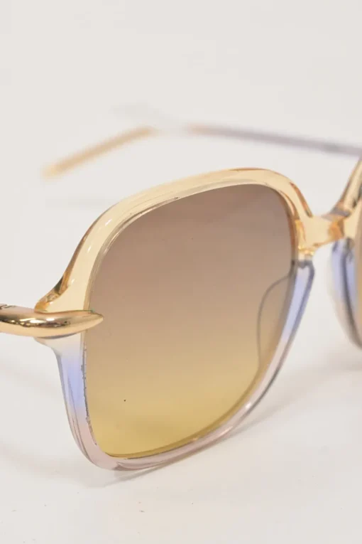 Yellow and blue tinted gradient acetate and polycarbonate oversized square sunglasses