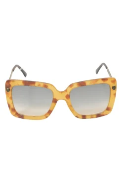 Yellow and brown acetate tortoiseshell and tinted polycarbonate oversized square frame sunglasses