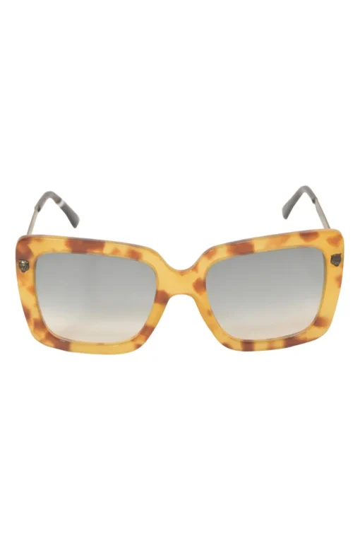 Yellow and brown acetate tortoiseshell and tinted polycarbonate oversized square frame sunglasses