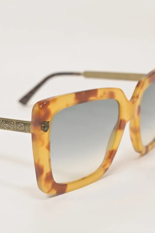 Yellow and brown acetate tortoiseshell and tinted polycarbonate oversized square frame sunglasses