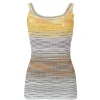 Yellow and grey space-dyed cotton-blend rib knit tank top