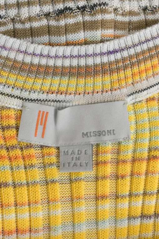 Yellow and grey space-dyed cotton-blend rib knit tank top