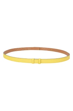Yellow brogued Epsom leather Garden Party 18 belt with gold-finish Kelly buckle