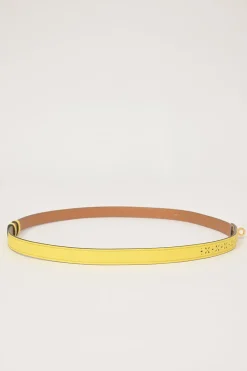 Yellow brogued Epsom leather Garden Party 18 belt with gold-finish Kelly buckle