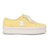 Yellow canvas and leather Jane low-top flatform sneakers featuring signature Triomphe quarter appliqué