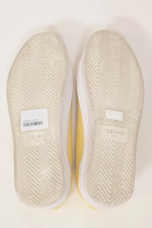Yellow canvas and leather Jane low-top flatform sneakers featuring signature Triomphe quarter appliqué
