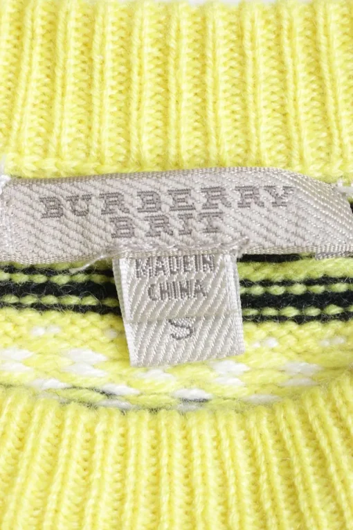 Yellow cashmere fully-fashioned patchwork-style jacquard knit pullover crewneck sweater