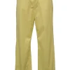 Yellow cotton-blend low-rise straight-leg tailored trousers