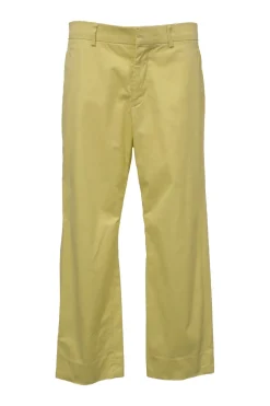 Yellow cotton-blend low-rise straight-leg tailored trousers