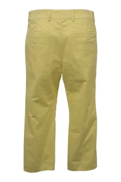 Yellow cotton-blend low-rise straight-leg tailored trousers