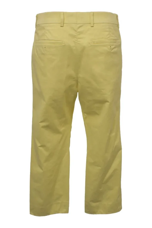 Yellow cotton-blend low-rise straight-leg tailored trousers
