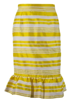 Yellow flounce skirt with white stripe