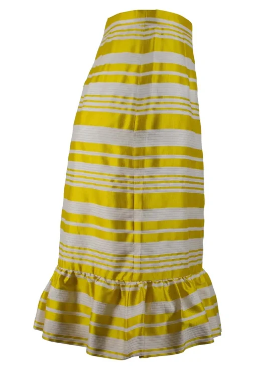 Yellow flounce skirt with white stripe