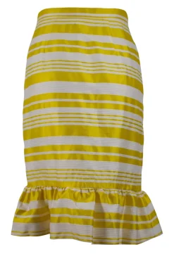 Yellow flounce skirt with white stripe