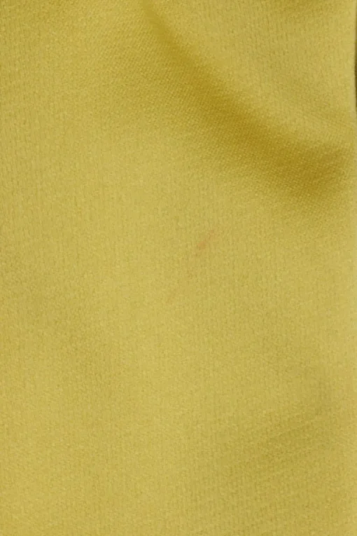 Yellow polyester satin pull-on draped circle skirt with kick pleat back