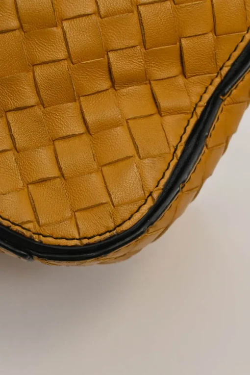 Yellow python skin-trimmed intrecciato nappa leather Roma mini tote bag