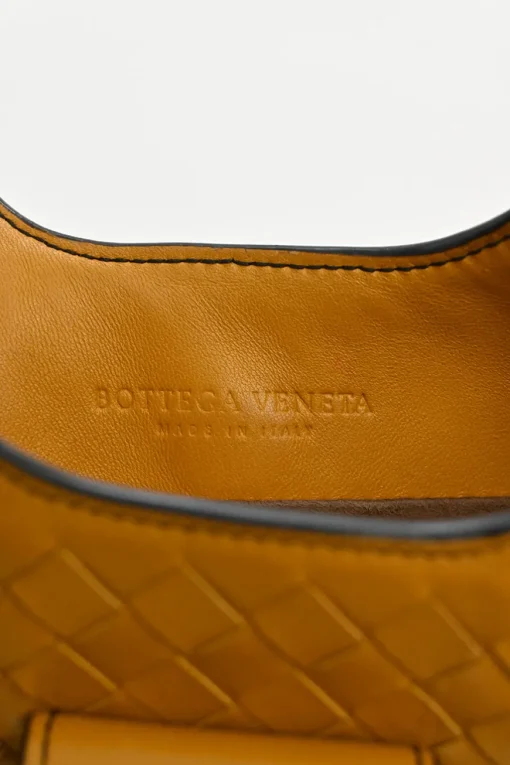 Yellow python skin-trimmed intrecciato nappa leather Roma mini tote bag