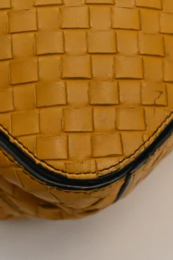 Yellow python skin-trimmed intrecciato nappa leather Roma mini tote bag