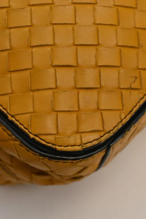 Yellow python skin-trimmed intrecciato nappa leather Roma mini tote bag