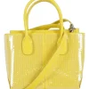 Yellow sequined calfskin limited-edition small D-bag shopper tote with logo-stamped front