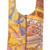 Yellow silk and leather paneled Petit H Sac featuring 'Le Mors a la Conetable' motif